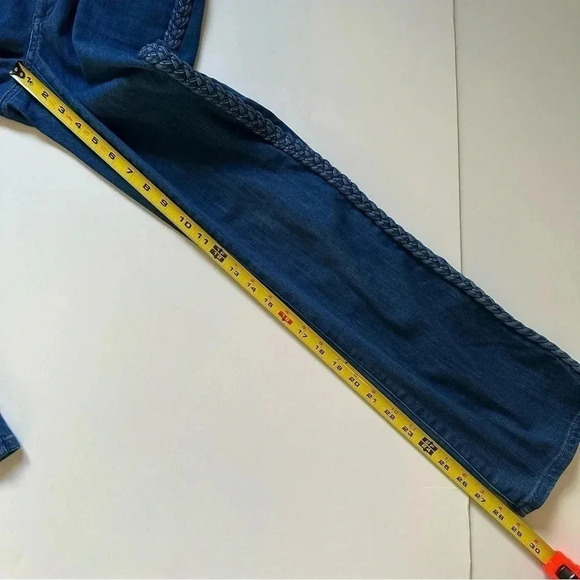 Lilly Pulitzer Braided Trim Denim Jeans Crop Bootcut Dark Wash Size 2 - Picture 13 of 13
